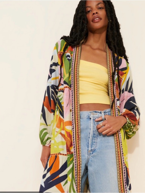 Anthropologie Jackets & Blazers - Conditions Apply Boho Floral Print Longline Kimono Jacket - Multicolor